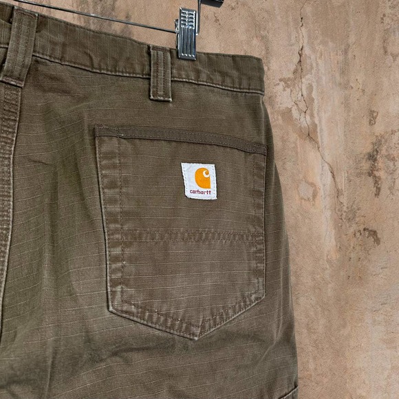 Vintage Carhartt Double Knees Carpenter Pants Hazel Brown Canvas Baggy Cargo 90s - Picture 5 of 7